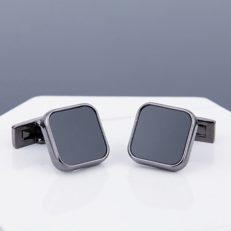 Men's cufflinks: Black face, grey sleeve, stylishly sophisticated - Trendy Jewells