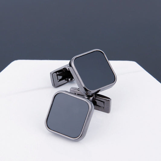 Men's cufflinks: Black face, grey sleeve, stylishly sophisticated - Trendy Jewells