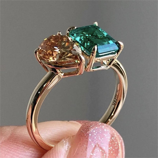 Green Yellow Zircon Ring