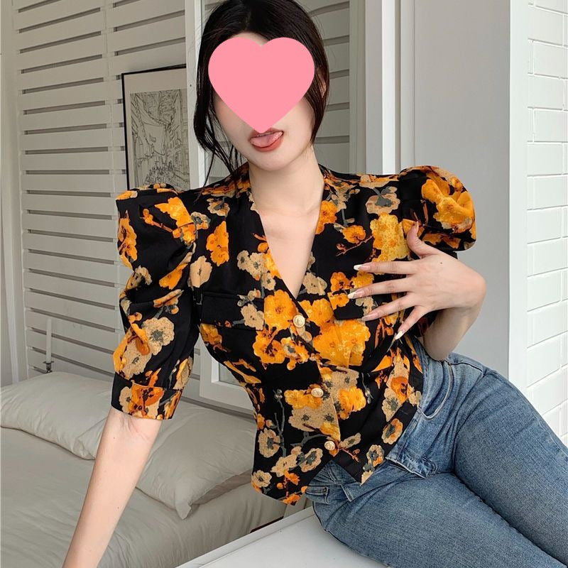 Puff Sleeve Floral Top